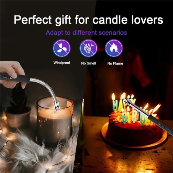 Electric Lighter Candle Lighter Rechargeable USB Arc lighters with Safety Lock - Picture 2 of 7
